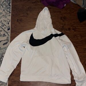 Nike Dri-Fit White Hoodie with Black Swoosh